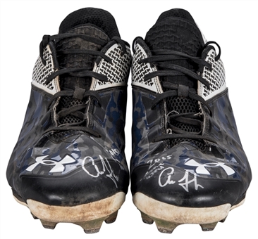 2015 Aaron Judge Game Used, Signed & Inscribed Under Armour Cleats (Player Direct & Beckett)